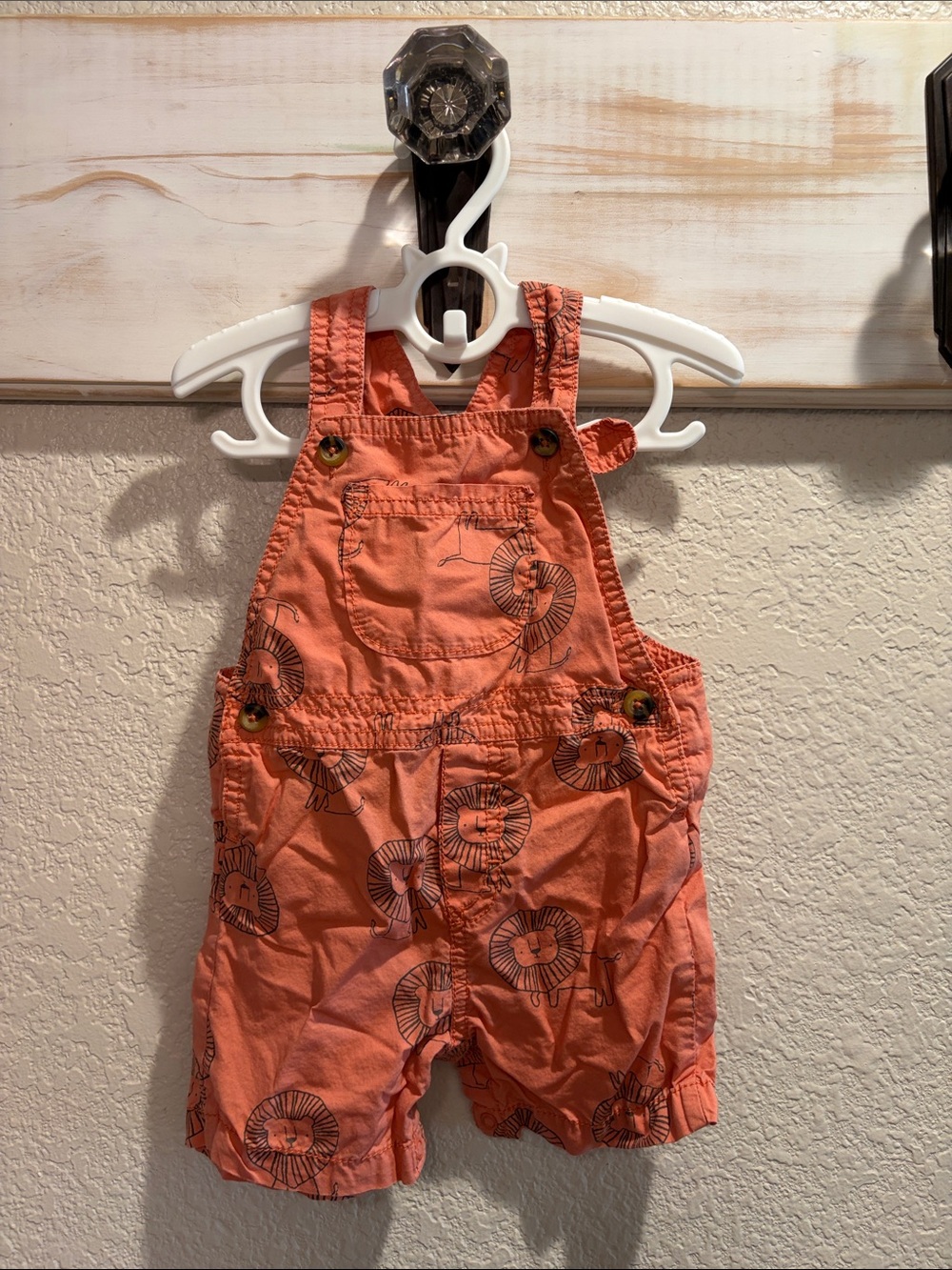 Carter's Coral Short Overalls with Lion Print